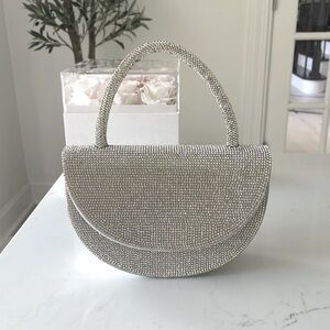 Small Silver Rhinestone Flap Bag
